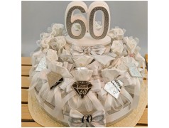 Torta Bomboniera Nozze di Diamante 60 Anni con Diamante Specchiato e Nomi