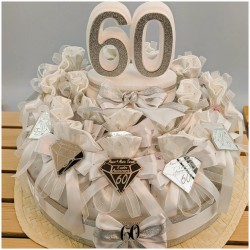 Torta Bomboniera Nozze di Diamante 60 Anni con Diamante Specchiato e Nomi