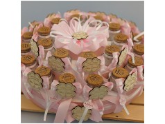 Torta di Barattolini rosa Bomboniere quadrifoglio personalizzato