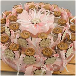 Torta di Barattolini rosa Bomboniere quadrifoglio personalizzato