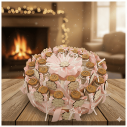 Torta di Barattolini rosa Bomboniere quadrifoglio personalizzato