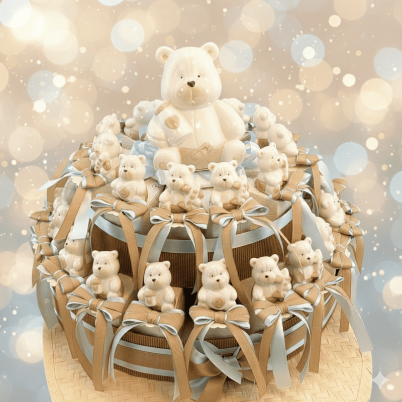 Torta di Bomboniere con orsi in porcellana