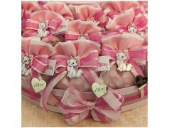 Torta Bomboniere Nascita e Battesimo Bimba Tema Gattina Marie con Nome Personalizzato