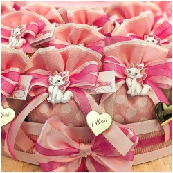 Torta Bomboniere Nascita e Battesimo Bimba Tema Gattina Marie con Nome Personalizzato