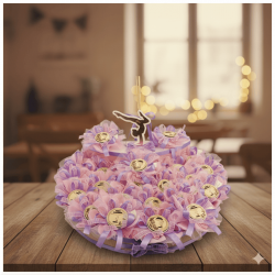 Torta Bomboniera Comunione Ginnastica Artistica con Magneti Legno e Nome Personalizzato