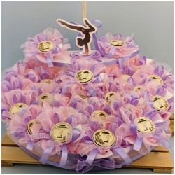 Torta Bomboniera Comunione Ginnastica Artistica con Magneti Legno e Nome Personalizzato