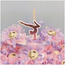 Torta Bomboniera Comunione Ginnastica Artistica con Magneti Legno e Nome Personalizzato