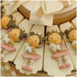 Torta Bomboniere Battesimo Bimba Principessa dei Sogni con Magnete e Cavallino