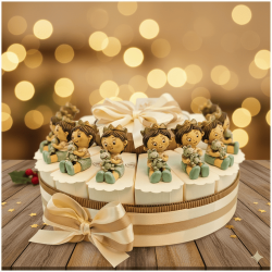 Torta Bomboniera Battesimo Bimbo Il Principe Sognatore Statuina Seduta con Ranocchio