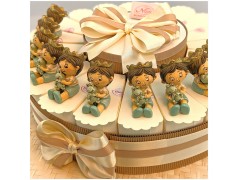 Torta Bomboniera Battesimo Bimbo Il Principe Sognatore Statuina Seduta con Ranocchio