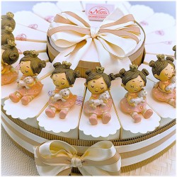 Torta Bomboniera Battesimo Bimba "Principessa Sognatrice" Seduta con Unicorno