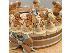 Torta Bomboniera Nascita e Battesimo Bimbo Bebè nel Guscio con Cicogna e Salvadanaio