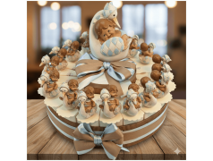 Torta Bomboniera Nascita e Battesimo Bimbo Bebè nel Guscio con Cicogna e Salvadanaio