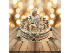 Torta Bomboniera Nascita e Battesimo Bimbo Bebè nel Guscio con Cicogna e Salvadanaio