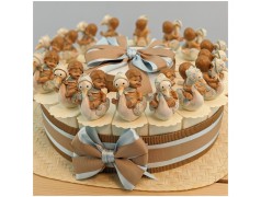 Torta Bomboniera Nascita e Battesimo Bimbo "Bebè nel Guscio" con Cicogna e Salvadanaio
