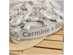 Torta Bomboniera Nozze d'Argento 25° Anniversario Cuore Scintillante con Nomi Personalizzati