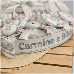 Torta Bomboniera Nozze d'Argento 25° Anniversario Cuore Scintillante con Nomi Personalizzati