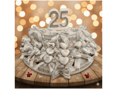 Torta Bomboniera Nozze d'Argento 25° Anniversario Cuore Scintillante con Nomi Personalizzati