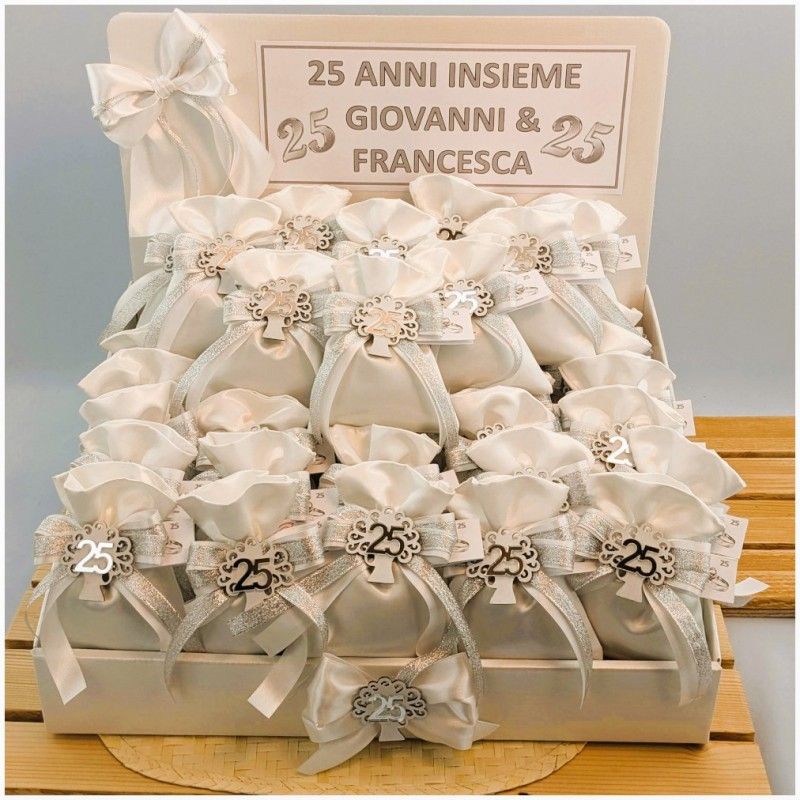 Sacchettino Bomboniera Nozze argento Albero della vita economico