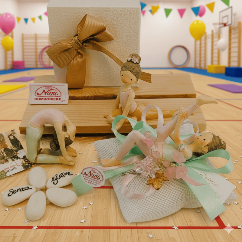 Bomboniera Comunione Solidale "Ginnasta dei Sogni" - 3 Statuine Sportive Assortite (Ritmica e Artistica)