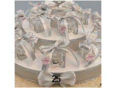 Torta Bomboniera Nozze d'Argento Scrigno di Luce - Scatolina in Cristallo con Icona 25°