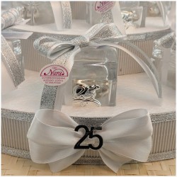 Torta Bomboniera Nozze d'Argento Scrigno di Luce - Scatolina in Cristallo con Icona 25°