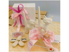 Bomboniera Solidale Cuorematto Gatto Porta Anelli in Ceramica Bianca