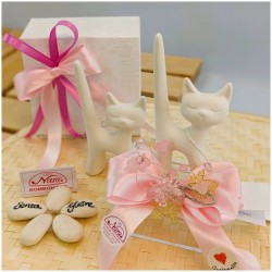 Bomboniera Solidale Cuorematto Gatto Porta Anelli in Ceramica Bianca