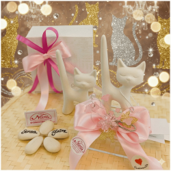 Bomboniera Solidale Cuorematto Gatto Porta Anelli in Ceramica Bianca