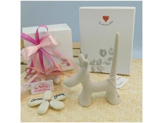 Bomboniera Solidale Cuorematto Cane Porta Anelli in Ceramica Bianca