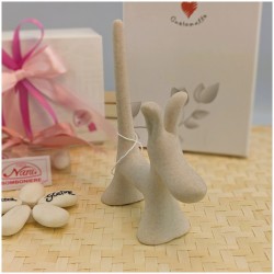 Bomboniera Solidale Cuorematto Cane Porta Anelli in Ceramica Bianca