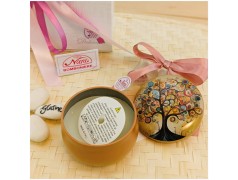 Bomboniera Albero della vita candela"Art Color" metallo stampato