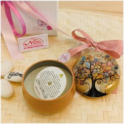 Bomboniera Albero della vita candela"Art Color" metallo stampato