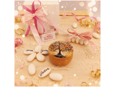 Bomboniera Albero della vita candela"Art Color" metallo stampato