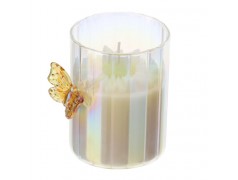 Bomboniera Hervit Candela in Vetro Iridescente con Farfalla Gialla