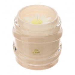 Bomboniera Hervit Candela in Vaso Beige Lucido con Cera a Margherita