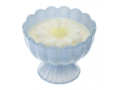 Bomboniera Hervit Candela in Coppa di Vetro Celeste con Margherita