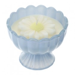 Bomboniera Hervit Candela in Coppa di Vetro Celeste con Margherita