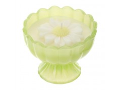 Bomboniera Hervit Candela in Coppa di Vetro Verde con Margherita