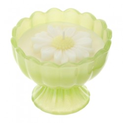 Bomboniera Hervit Candela in Coppa di Vetro Verde con Margherita