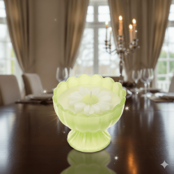 Bomboniera Hervit Candela in Coppa di Vetro Verde con Margherita