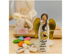 Bomboniera Comunione e Cresima Angelo Messaggero di Fortuna con Ali e Cuore Oro