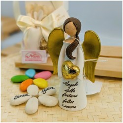 Bomboniera Comunione e Cresima Angelo Messaggero di Fortuna con Ali e Cuore Oro