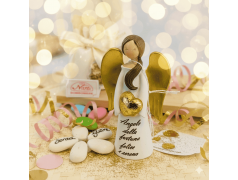 Bomboniera Comunione e Cresima Angelo Messaggero di Fortuna con Ali e Cuore Oro