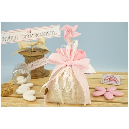 Sacchettini bomboniere rosa con Girandola