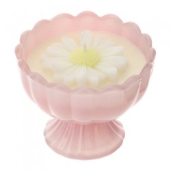 Bomboniera Hervit Candela in Coppa di Vetro Rosa con Margherita
