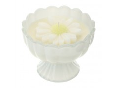 Bomboniera Hervit Candela in Coppa di Vetro Bianco con Margherita