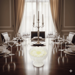 Bomboniera Hervit Candela in Coppa di Vetro Bianco con Margherita