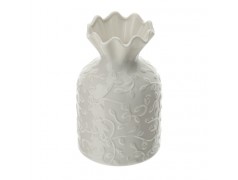 Bomboniera Hervit Vaso a Sacchetto in Porcellana Bianca con Decori Floreali a Rilievo
