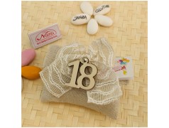 Bomboniera 18 compleanno Sacchetto Shabby Chic in Juta e Pizzo